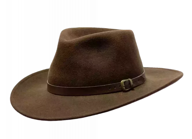 Brauner Westernhut aus Filz mit Lederhutband