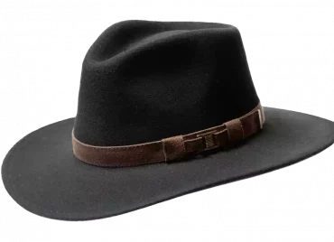 Schwarzer Cowboyhut aus Filz mit Lederhutband