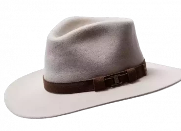 Beiger Cowboyhut aus Filz mit Lederhutband