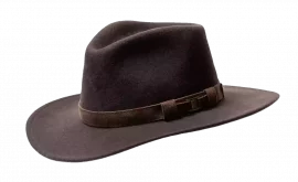 Brauner Cowboyhut aus Filz mit Lederhutband