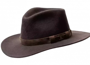 Brauner Cowboyhut aus Filz mit Lederhutband