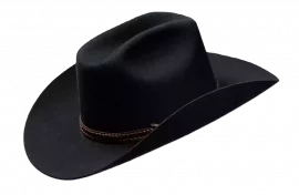 Schwarzer Westernhut auf Filz mit Lederhutband